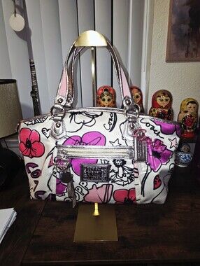 Coach Poppy Petal Print Lurex Rocker Satchel (#16308)